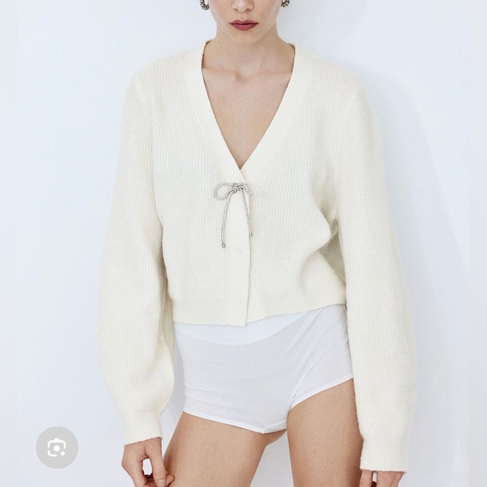 Rhinestone Bow Cardigan
